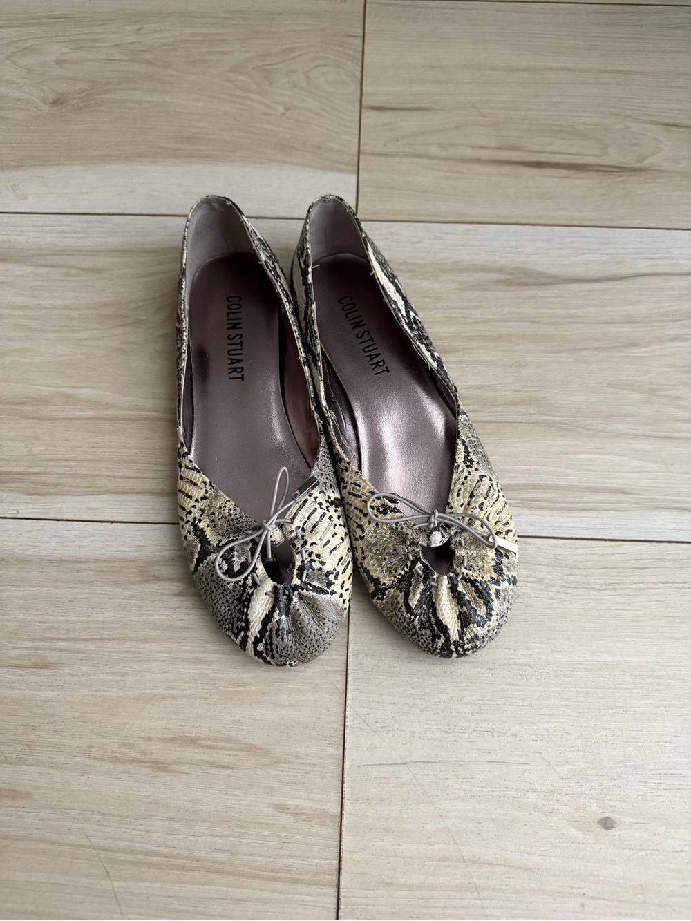 Colin Stuart Keyhole Snake-Print Ballet Flats